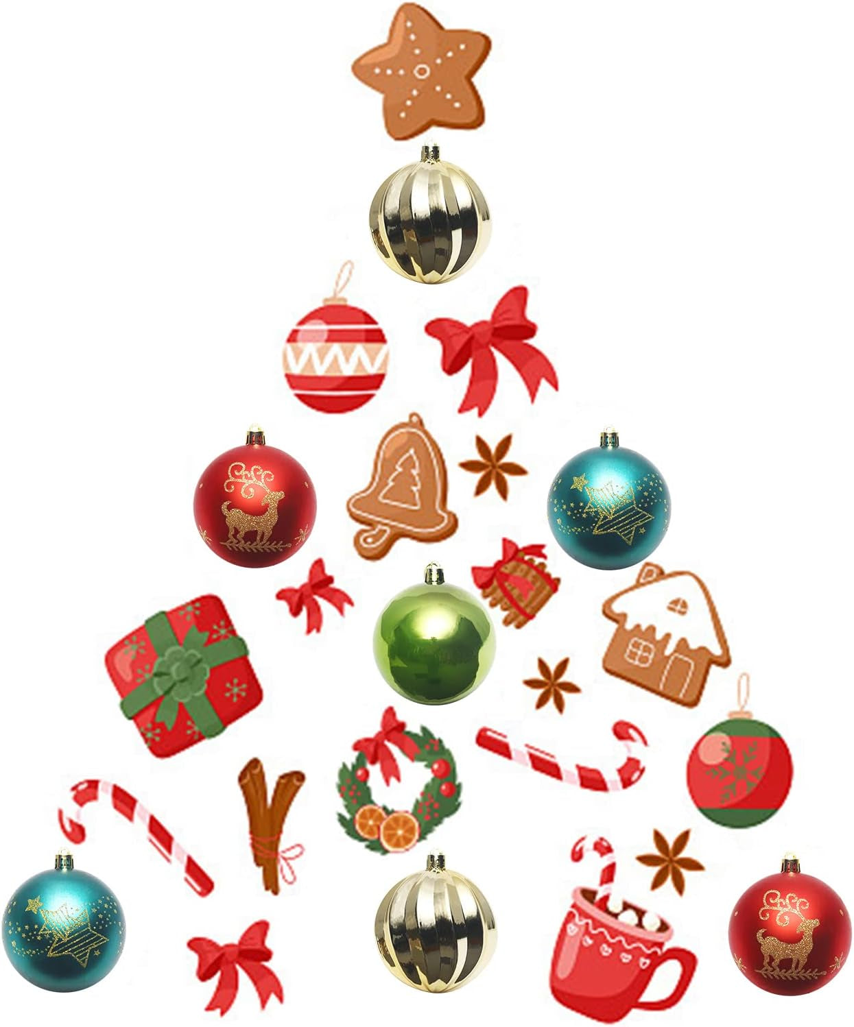 20PCS Christmas Ball Ornaments Set, Shatterproof Handpainted Decorations for Xmas Tree, Home Decor for Holiday, Party, Birthday, Wedding, Anniversary, Christmas- 80Mm/3.14", Colorful.