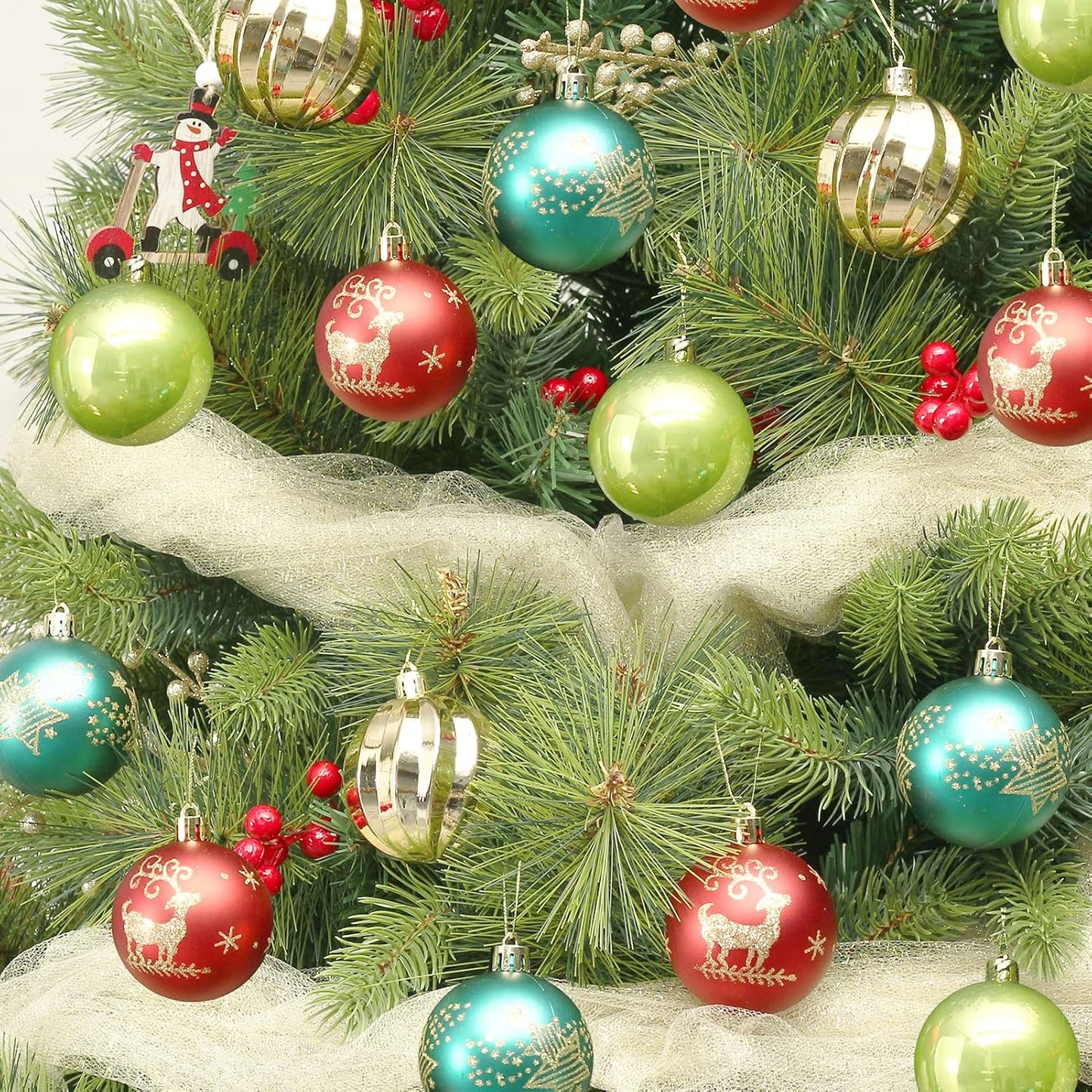 20PCS Christmas Ball Ornaments Set, Shatterproof Handpainted Decorations for Xmas Tree, Home Decor for Holiday, Party, Birthday, Wedding, Anniversary, Christmas- 80Mm/3.14", Colorful.