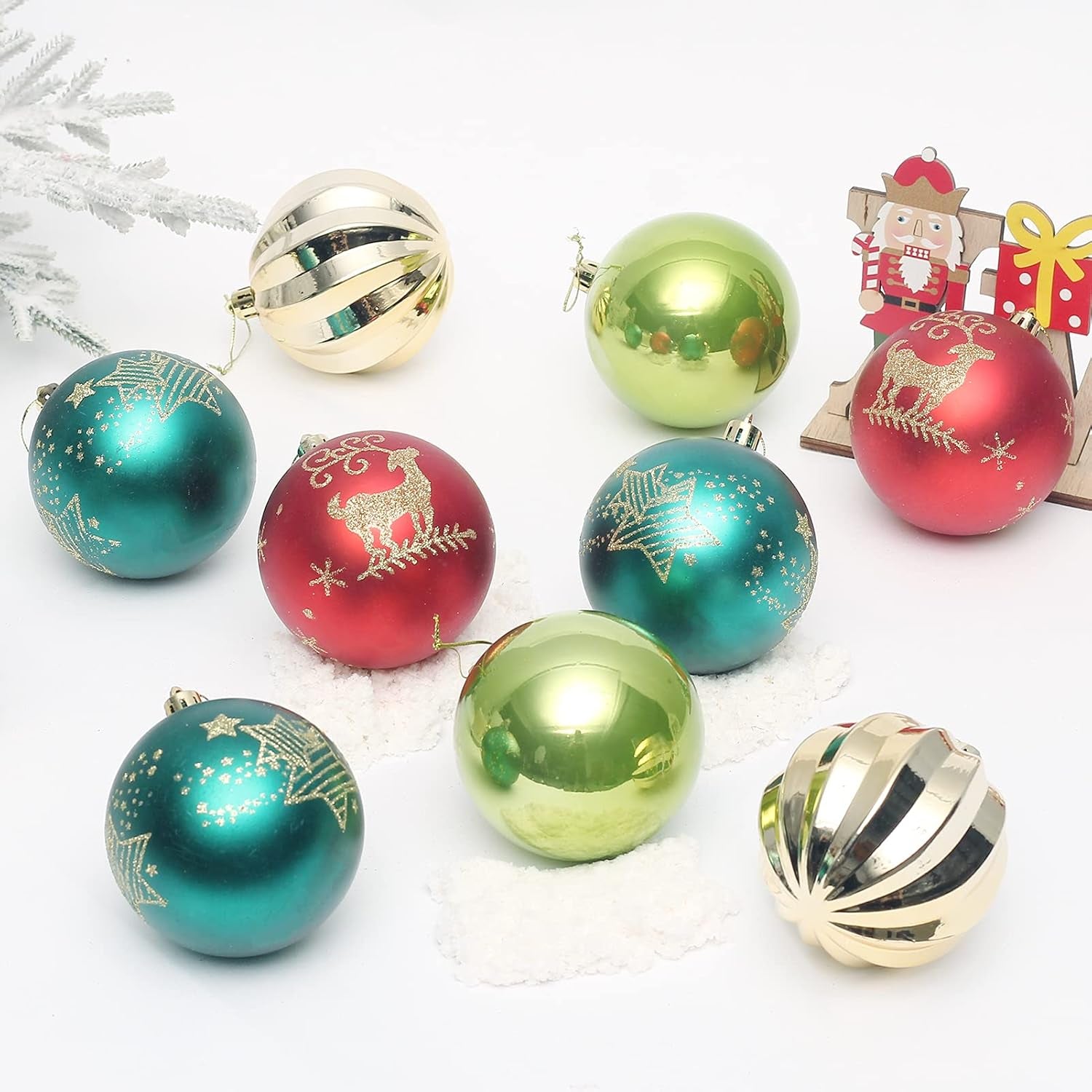20PCS Christmas Ball Ornaments Set, Shatterproof Handpainted Decorations for Xmas Tree, Home Decor for Holiday, Party, Birthday, Wedding, Anniversary, Christmas- 80Mm/3.14", Colorful.