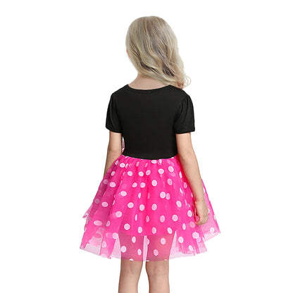 Minnie Mouse Costume Girls Dress up Princess Toddler Cute Polka Dots Fancy Minnie Mouse Dresses up Bowknot Tutu Tulle Cosplay Birthday Party Baby Girl Costume Red with Headband 110 CM