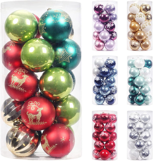 20PCS Christmas Ball Ornaments Set, Shatterproof Handpainted Decorations for Xmas Tree, Home Decor for Holiday, Party, Birthday, Wedding, Anniversary, Christmas- 80Mm/3.14", Colorful.