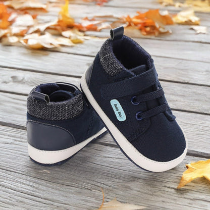 Toddler Baby Boys Girls High Tops Ankle Sneakers Soft Anti-Slip Sole PU Leather Moccasins Infant Newborn Prewalker First Walking Crib Shoes