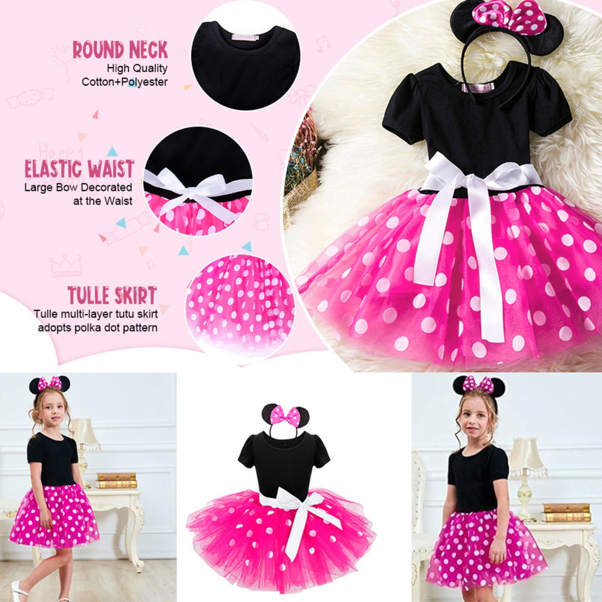 Minnie Mouse Costume Girls Dress up Princess Toddler Cute Polka Dots F Babykayla fashion Minnie Mouse Costume Girls Dress up Princess Toddler Cute Polka Dots F Babykayla fashion